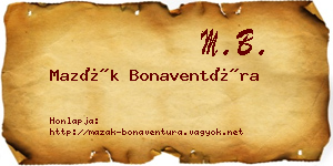 Mazák Bonaventúra névjegykártya